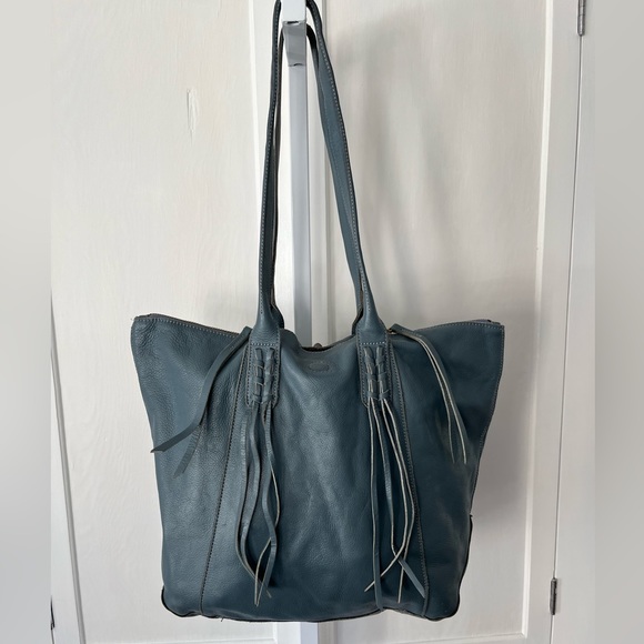 Genuine LEATHER TOTE | Boho!! | Blue - Picture 1 of 14